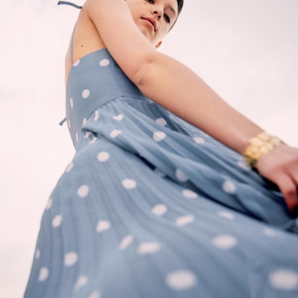 NWT Sezane Nissa Blue Polka Dot Dress - Picture 3 of 11
